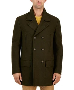 Michael Kors Men's Classic Fit Double Breasted Peacoat Olive Green 48 L - Picture 1 of 1