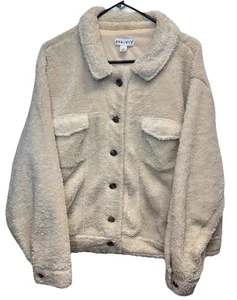 Ava + Viv Sherpa Jacket Faux Fur Layering Coat Womens Plus 2X Pockets, Buttons - Picture 1 of 7