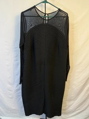 Calvin Klein  Dress Black Sheer Mesh Overlay Cocktail Party Elegant Size 16W - Image 1 of 4