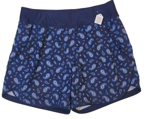 LANDS END Womens 10 Paisley 5" QuickDry ELASTIC WAIST BOARD SHORTS w/ PANTY Swim - Picture 1 of 3