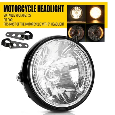 7" LED Headlight Motorcycle W/DRL Turn Signal Housing Bucket For Honda Yamaha - Image 1 of 4