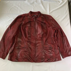 Elementz Womens Red Faux Snake Skin Print Full Zip Jacket Size 2X - Picture 1 of 9