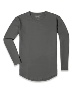 Bylt Basics T Shirt Mens L Charcoal Drop Cut Long Sleeve Lux New With Tags Gray - Picture 1 of 6