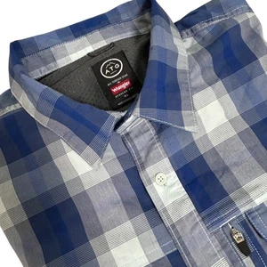 ATG Wrangler All Terrain Gear Blue Vented Plaid Shirt Men's XL Short Sleeve - Picture 1 of 8