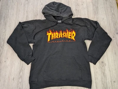 Thrasher Magazine Skate Hoodie Black Flame Pullover Sweatshirt Men's Size Small - image 1 of 4