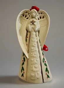 Lenox Holiday Angel Bell Figurine  White Porcelain Gold Trim 6 Inches Christmas - Picture 1 of 12