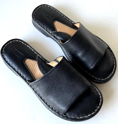 Sandalias sin cordones Born para mujer de cuero negro talla 9 Foto 1 de 4