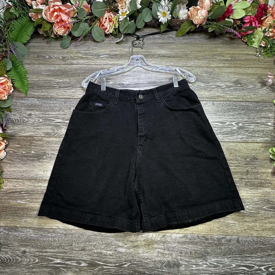 Pantalones cortos de mezclilla vintage talla 14 para mujer RIDERS by LEE negros tiro alto mamá 1999 años 90 Foto 1 de 4