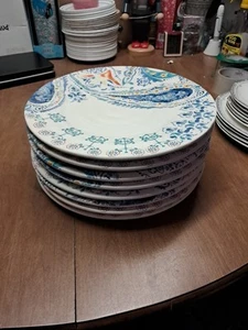 8 ANTHROPOLOGIE Mediterranean Studio Collection Dinner Plates 10 7/8" Guc Bn 117 - Picture 1 of 15