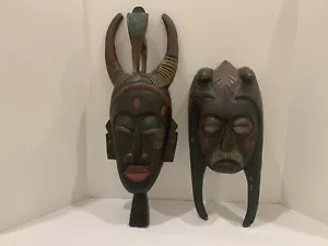 Coppia di maschere tribali in legno Bali - Foto 1 di 12