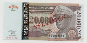 ZAIRE 20000 ZAIRES 1996 PICK 72 SPECIMEN UNC - Picture 1 of 2