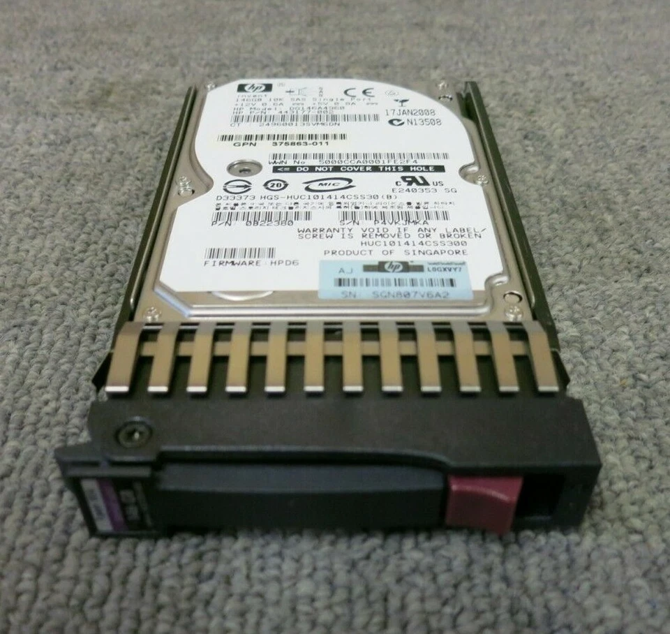 HP DG146A4960 443177-002 146GB 10000RPM Single Port Hot Plug Internal 2.5" HDD - Image 1 of 4