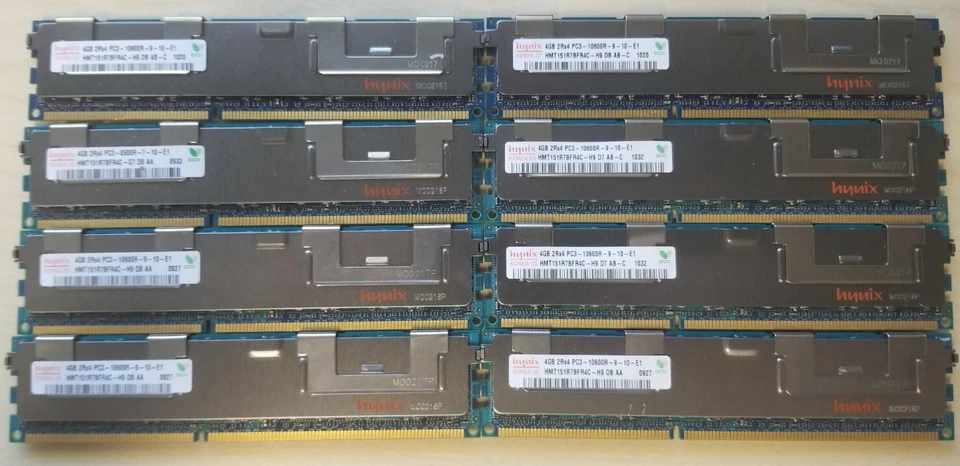 32GB (8 x 4GB) PC3-10600R DDR3-1333 ECC Server RAM Memory Hynix HMT151R7BFR4C-H9 - Image 1 of 3