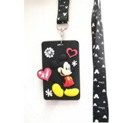 1pcs Mickey Minnie key chain Bus subway Lanyard ID Badge Holder Key Neck Strap