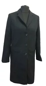 GIVENCHY PARIS LADIES LONG BLACK SINGLE BREASTED WOOL BLEND COAT SIZE UK 12 (40) - Picture 1 of 12