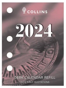 2024 Collins Desk Calendar Refill SIDE Punch 1 Day to Page DTP DCRS Calendar - Picture 1 of 4