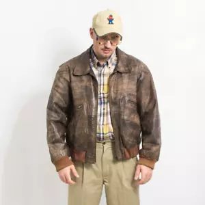 Men's Bomber Aviator Leather Jacket Premium Stylish Vintage Distressed Jacket - Picture 1 of 4