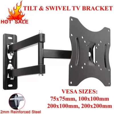 TV Wall Bracket Tilt Swivel For 14 15 20 23 25 30 32 38 40 42 Plasma LCD LED 3D - Image 1 of 4