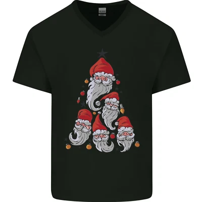 Camiseta de algodón con cuello en V árbol de Navidad de Papá Noel para hombre Foto 1 de 4