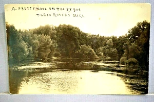 RPPC Nook on the St. Joe Three Rivers Michigan Real Photo Postmark 1913 P6 - Picture 1 of 2