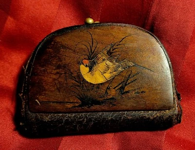 Antique Tooled Leather Childs Coin Purse Hand Crafted Engraved 1900s Rare - Image 1 of 4
