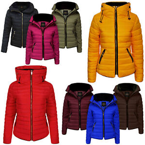 Womens Quilted Padded Puffer Bubble Hooded Jacket Ladies Hoody Warm Winter Coat