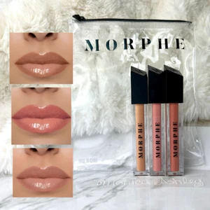 New Morphe Pink Nude Lip Gloss Set w Zip Bag 4.5ml x3 ~ Chill ~ Pop ~ Sing Along - Picture 1 of 7