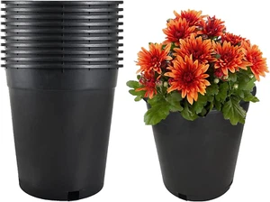 10-Pack 3.6 Gallon Round Plastic Garden Planter Nursery Pots Flower Seedling ... - Picture 1 of 12