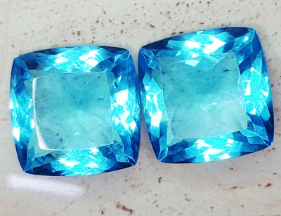 Certified Blue Aquamarine Pair 100+ Ct Loose Gemstone Cushion Cut Gems W616 Foto 1 de 4