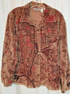 Женская куртка Chico's с вышивкой и бисером джинсовая куртка стильный размер средний карман - Изображение 1 из 4