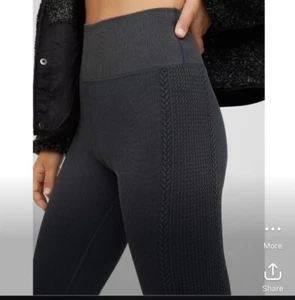 Offline by Aerie Big ChillSeamless Cable Knit Ribbed Legging in True Black Sz M - Picture 1 of 7