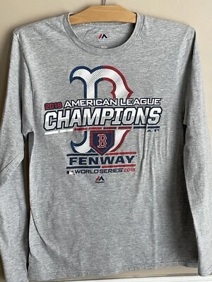 Boston Red Sox Long Sleeve T Shirt 2018 American League Champs Gray Small 0424 - Image 1 of 4