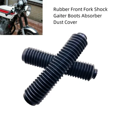2PCS 40mm Black Rubber Front Fork Shock Gaiter Boots Absorber Dust Cover Custom - Imagem 1 de 4