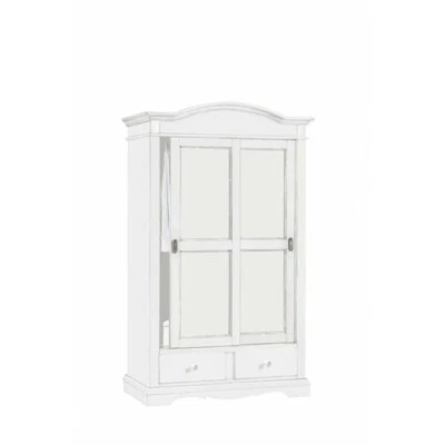 Mar.C.A. Design Wardrobe 2 Sliding Doors 2 Drawers Shabby Chic Matte White - Image 1 of 4