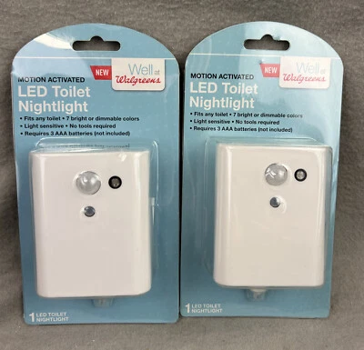 x2 Walgreens Motion Activated LED Toilet Nightlight 7 bright or Dimmable Colors - Image 1 of 2