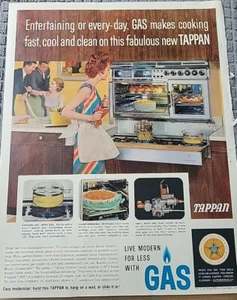 Tappan 1962 Gas Pelirroja Cocina Horno Vintage Electrodoméstico Anuncio - Imagen 1 de 1
