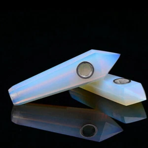 Roh Natürliche Opal Quarz Kristall Rauch Pfeife Heilung Punkt Stein Stab Obelisk - Bild 1 von 15