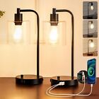 Homelist Dimmable Bedside Lamps Set of 2,Industrial Retro with USB Charging Por