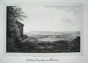 Weimar Südliche Ansicht Thüringen echte alte Lithographie 1840 von Arldt - Picture 1 of 1