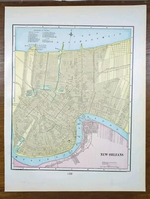 Vintage 1903 NOVO ORLEANS LA Mapa 11"x14" Antigo Antigo Original LAFAYETTE QUADRADO - Imagem 1 de 4