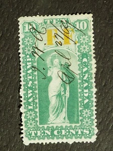 (1) CANADIAN 1877 used MANITOBA LAW BILL stamp-BAREFOOT & HALL # 46 - Picture 1 of 2