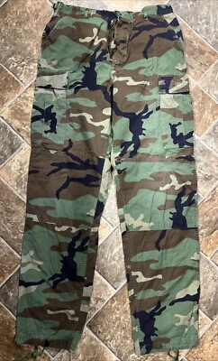 Vintage Woodland BDU Camouflage Pants Mens Sz M-X Long Adjustable Army US￼ - Image 1 of 4
