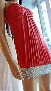 Sexy SKY brand coral rhinestone band dress Small $200 - Picture 1 of 8