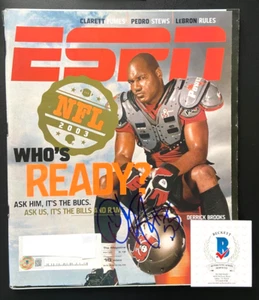 DERRICK BROOKS SIGNED ESPN THE MAGAZINE TAMPA BAY BUCCANEERS SUPER BOWL 37 BAS - Picture 1 of 2