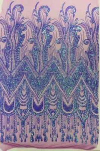 Zig Zag Tear Drop Sequins - Lavender - 4 Way Stretch Zig Zag Sequins By Yard - Picture 1 of 4