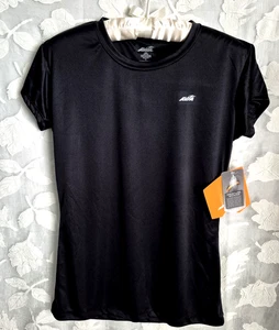 Avia Womens Shirt Short Sleeves Moisture Wicking Black Size Medium Logo New - Picture 1 of 12