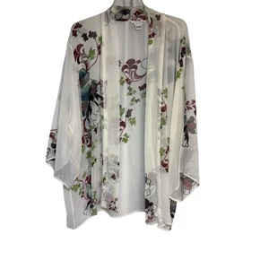 Citron Santa Monica Women's 2X Floral Print Silk Kimono Topper Jacket - Picture 1 of 8