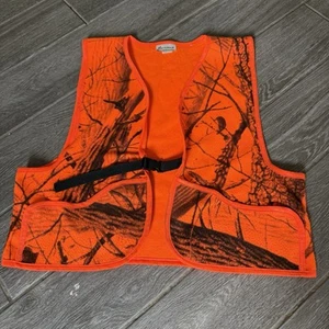 Breaux Fleece Hunting Vest Men’s Med/Large Blaze Orange Camo Lightweight Vintage - Picture 1 of 7