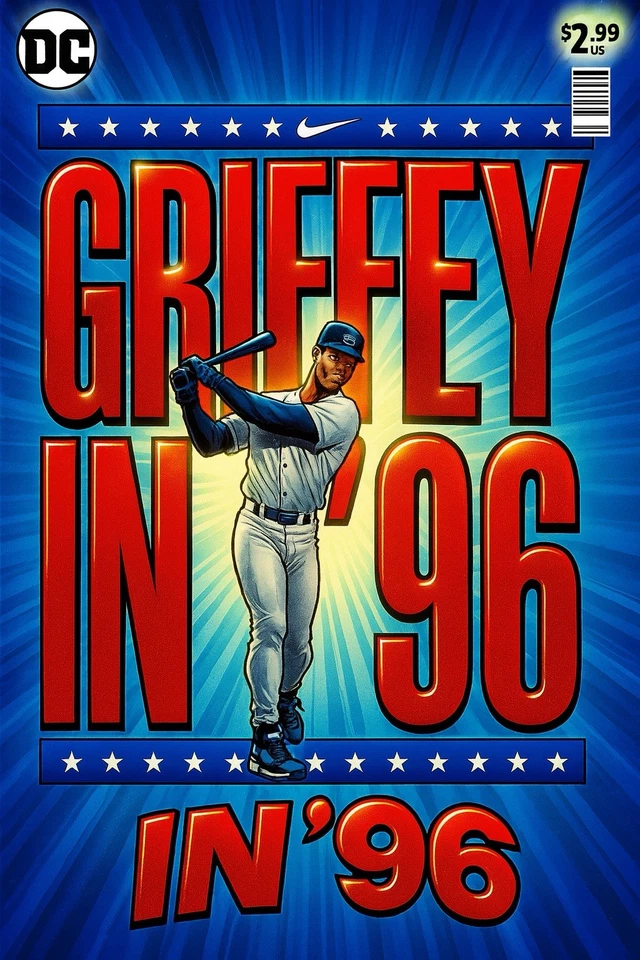 Ken Griffey Jr. Custom Comic Poster Image 12X8IN Metal Sign Mariners Vintage C - Image 1 of 4