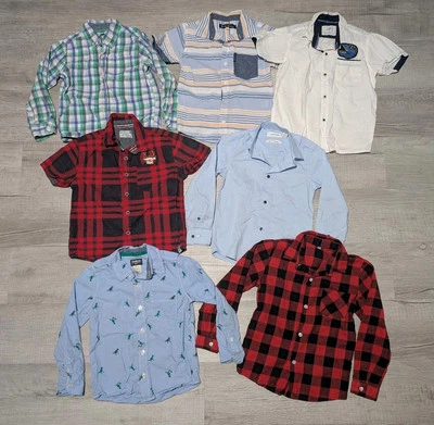 Lote de 7 Camisas Niños Talla 6 Manga Larga y Corta Con Botones Informales Oshkosh  Foto 1 de 4
